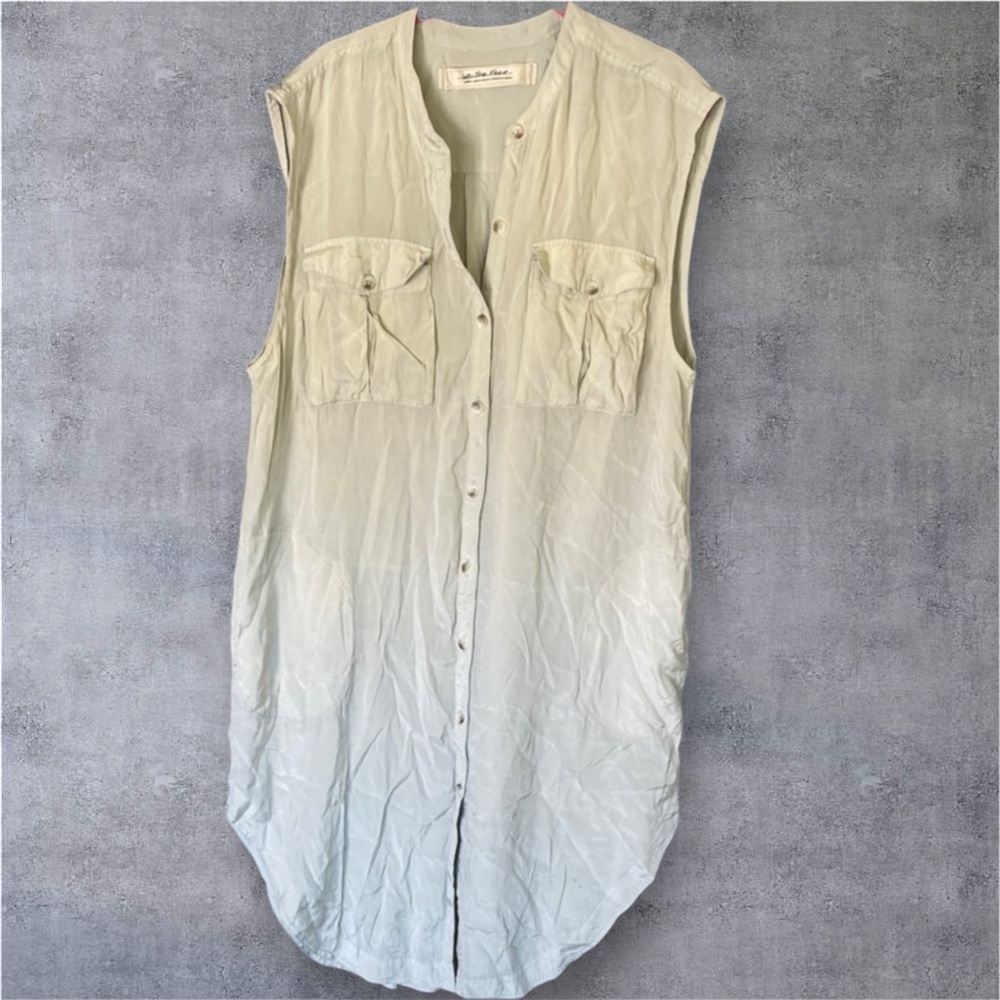 We The Free Green Button Down Dress with Mandarin Collar